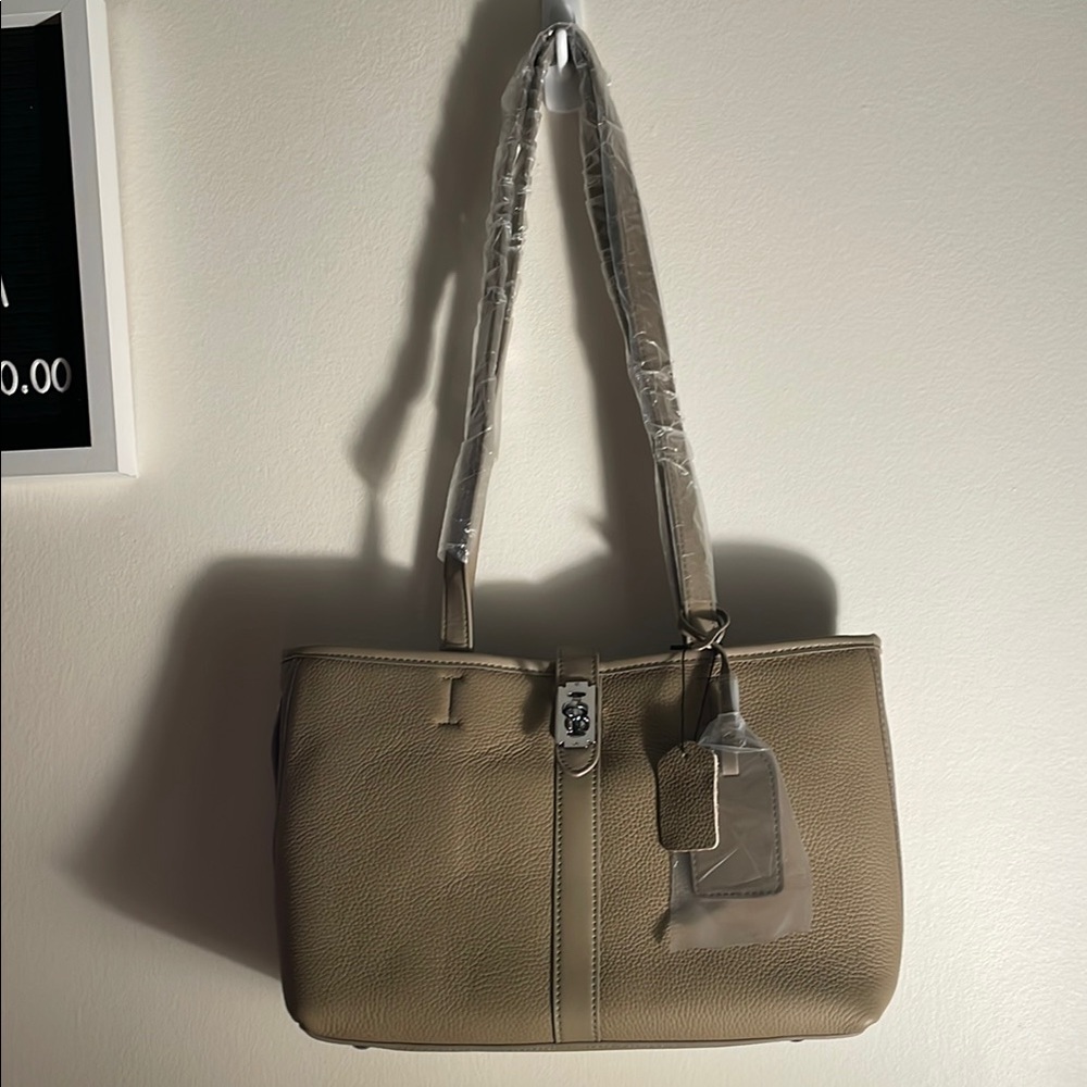 Elegant Tan Genuine Leather Tote Bag